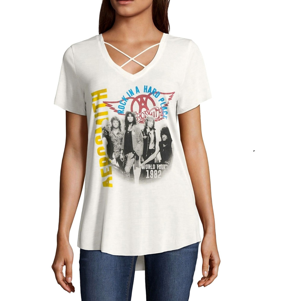 Aerosmith World Tour Criss Cross Tee M NWT - Picture 1 of 3